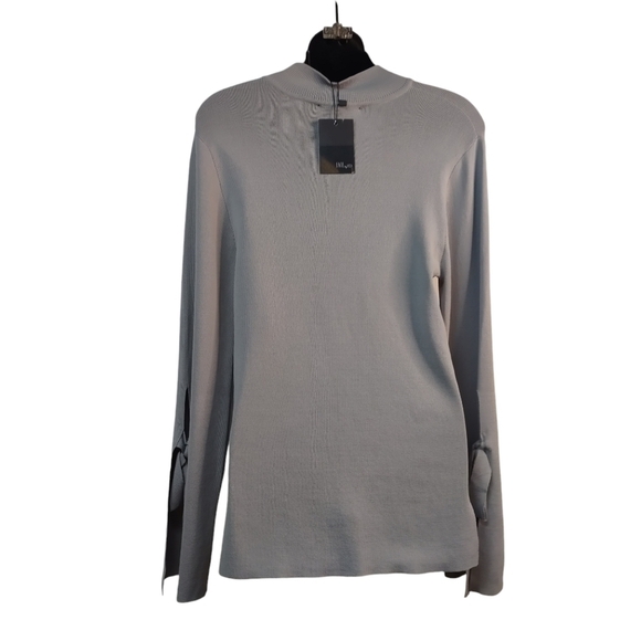 Fate by LFD Sweater Women's Gray Split Tie Sleeve Sweater Sz L NWT - Picture 2 of 10